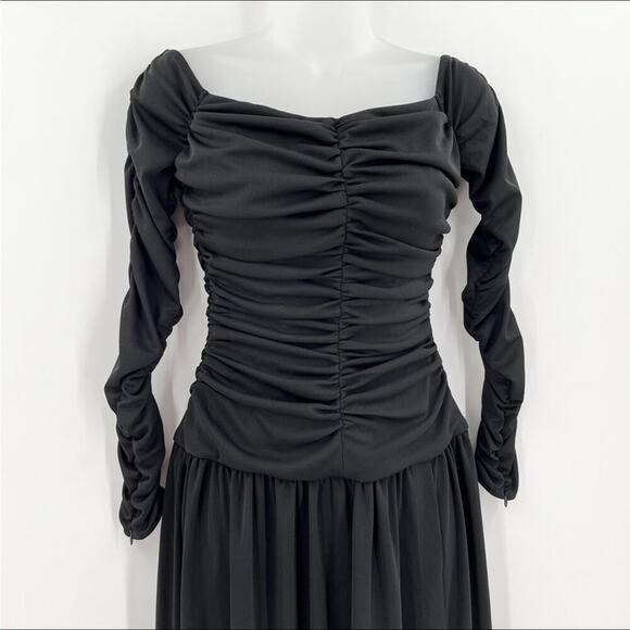 TANYA TAYLOR Marla Ruched Maxi Fit and Flare Dress Off Shoulder Long Sleeve NEW - Picture 8 of 15